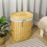 Wicker Laundry Hamper with Lid, Handle & Removable Fabric Liner – Natural - image 2