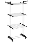 4-Tier Foldable Clothes Drying Rack with Wheels – Black & Silver - image 1