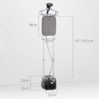 1800W Upright Garment Steamer with 2L Tank & 11 Heat Settings – Black & Grey - image 3