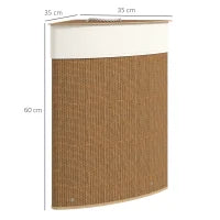 55L Bamboo Laundry Hamper with Lid, Handle & Washable Liner – Brown - image 3