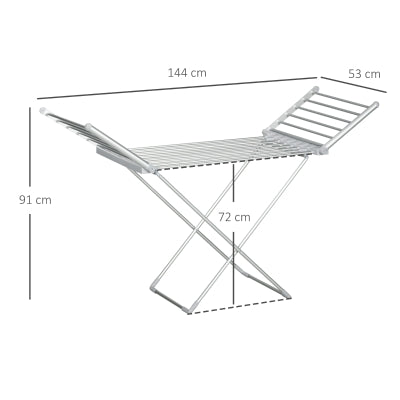 Electric Foldable Heated Clothes Airer with Wings 230W - Silver