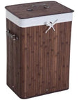 70L Foldable Bamboo Laundry Hamper with Lid & Removable Liner – Brown - image 1