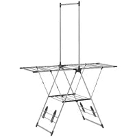 5-Level Foldable Stainless Steel Drying Rack with Shoe Holders – Silver - image 1