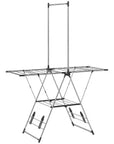 5-Level Foldable Stainless Steel Drying Rack with Shoe Holders – Silver - image 1