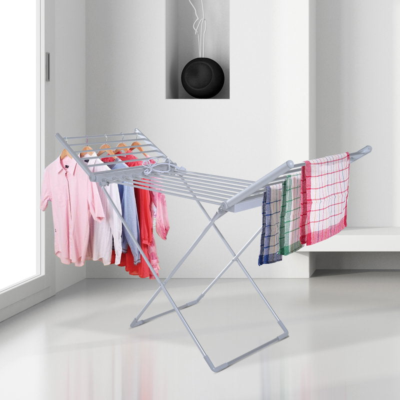 HOMCOM Foldable Heated Clothes Airer with Wings 230W - Silver - image 3