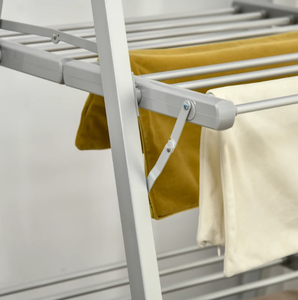 HOMCOM 3-Tier Heated Clothes Airer 300W with Shoe Rack - Silver - image 5