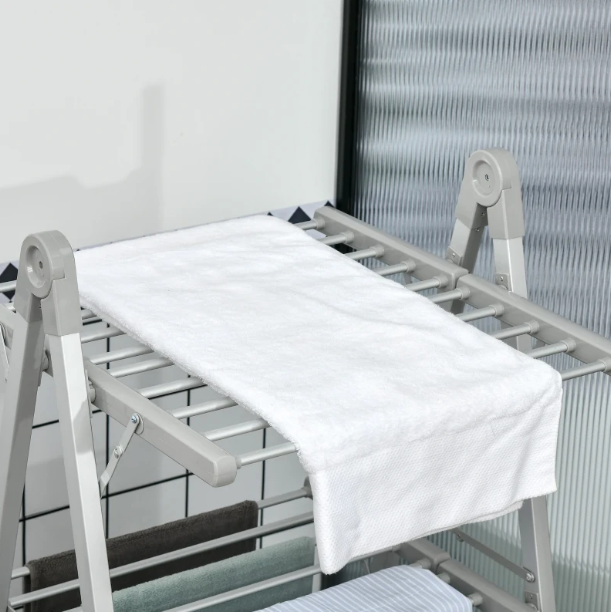 HOMCOM 3-Tier Heated Clothes Airer 300W with Shoe Rack - Silver - image 4