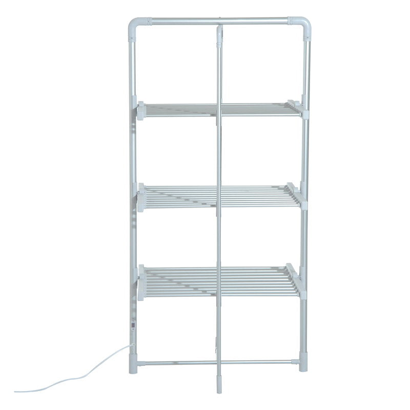 HOMCOM 3-Tier Heated Clothes Airer 300W with 30 Heated Rails - Silver - image 4