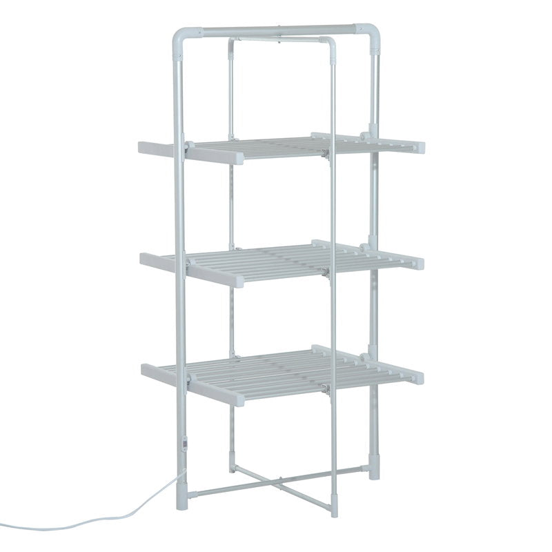 HOMCOM 3-Tier Heated Clothes Airer 300W with 30 Heated Rails - Silver - image 1