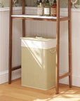 72L Bamboo Laundry Hamper with Lid, Removable Liner & Handles – Beige & Cream - image 2