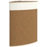 55L Bamboo Laundry Hamper with Lid, Handle & Washable Liner – Brown - image 1