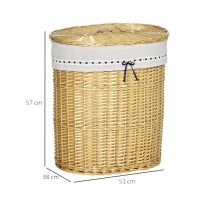 Wicker Laundry Hamper with Lid, Handle & Removable Fabric Liner – Natural - image 3