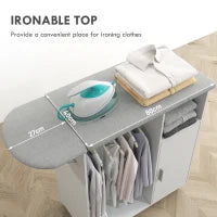 Foldable Ironing Cabinet with Hanging Rail &amp; Adjustable Shelf – White - image 4
