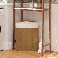 55L Bamboo Laundry Hamper with Lid, Handle & Washable Liner – Brown - image 2