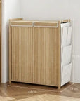120L Bamboo Laundry Hamper with Lid, 2 Removable Bags & Side Pockets – Natural - image 3