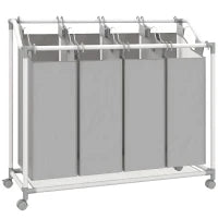 160L 4-Bag Rolling Laundry Sorter with Removable Bags – Grey - image 1