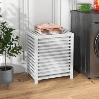 55L Rectangular Bamboo Laundry Hamper with Removable Liner – White - image 2