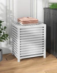 55L Rectangular Bamboo Laundry Hamper with Removable Liner – White - image 2
