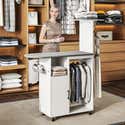 Tall Mobile Ironing Station with Double Clothes Rails & Storage – White - image 1