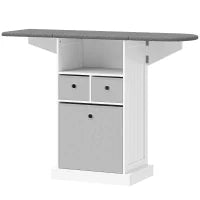 Foldable Ironing Board Cabinet with 3 Drawers & Wheels – White & Grey - image 1