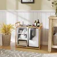 Bamboo Laundry Storage Unit with Hamper & Fabric Drawer – White & Natural - image 2