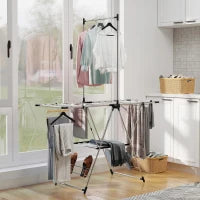 5-Level Foldable Stainless Steel Drying Rack with Shoe Holders – Silver - image 2