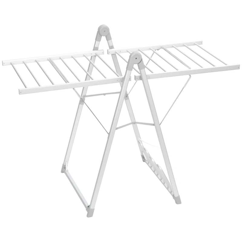 HOMCOM Heated Clothes Airer with Adjustable Wings 230W and Shoe Rack - Silver - image 1