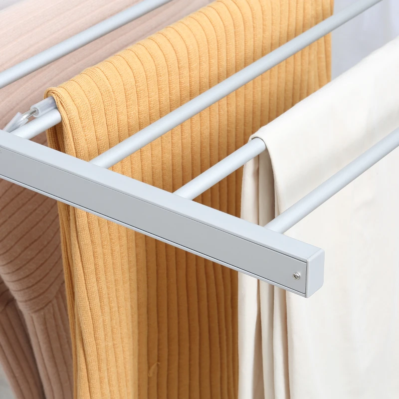 HOMCOM Heated Clothes Airer with Adjustable Wings 230W and Shoe Rack - Silver - image 5