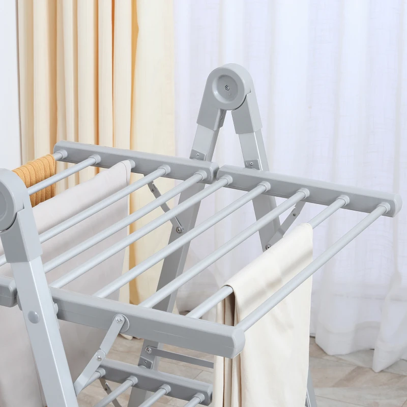 HOMCOM 2-Tier Heated Clothes Airer 210W with Shoe Rack - Silver - image 5