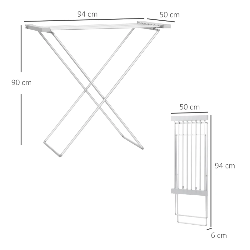 HOMCOM Foldable Heated Clothes Airer 120W with 8 Rails - Silver - image 7