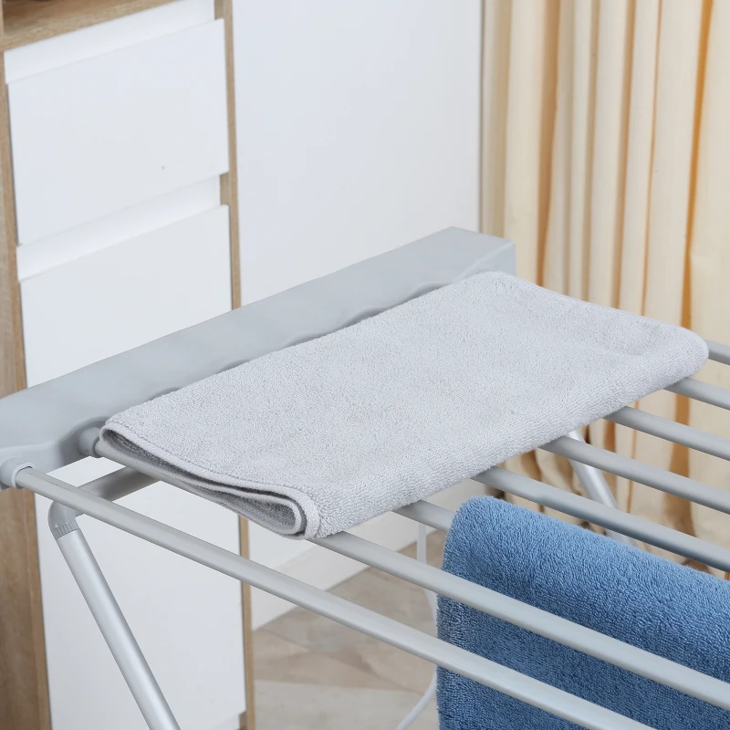 HOMCOM Foldable Heated Clothes Airer 120W with 8 Rails - Silver - image 4