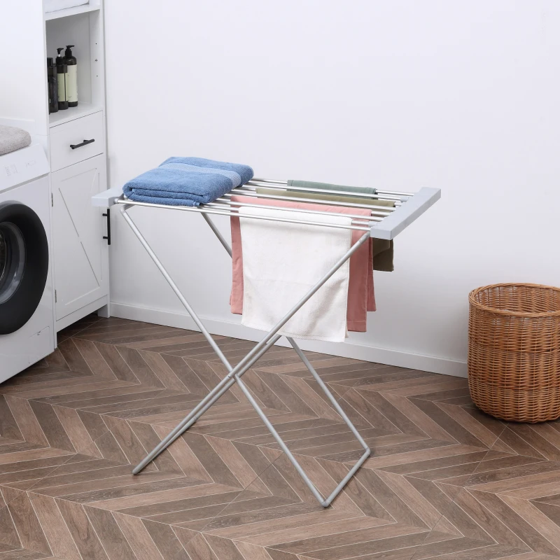 HOMCOM Foldable Heated Clothes Airer 120W with 8 Rails - Silver - image 5