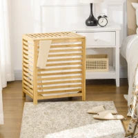 55L Rectangular Bamboo Laundry Hamper with Removable Liner – Natural - image 2
