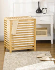 55L Rectangular Bamboo Laundry Hamper with Removable Liner – Natural - image 2