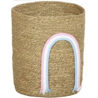 24.7L Woven Storage Basket with Rainbow Detail – Natural - image 1