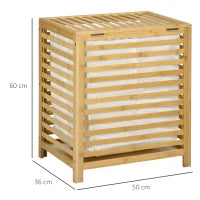 55L Rectangular Bamboo Laundry Hamper with Removable Liner – Natural - image 3