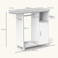 Foldable Ironing Cabinet with Hanging Rail & Adjustable Shelf – White - image 3