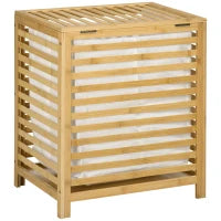 55L Rectangular Bamboo Laundry Hamper with Removable Liner – Natural - image 1