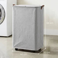 50L Foldable Rolling Laundry Hamper with Lid & Removable Bag – Grey - image 3