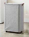 50L Foldable Rolling Laundry Hamper with Lid & Removable Bag – Grey - image 3