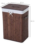 70L Foldable Bamboo Laundry Hamper with Lid & Removable Liner – Brown - image 3