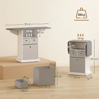 Foldable Ironing Board Cabinet with 3 Drawers & Wheels – White & Grey - image 3