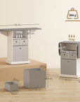 Foldable Ironing Board Cabinet with 3 Drawers & Wheels – White & Grey - image 3