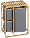 Bamboo 3-Bag Laundry Sorter with Open Shelf – Grey & Natural - image 1