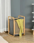 Portable Bamboo Laundry Hamper with Lid & Removable Liner – Natural & Grey - image 2